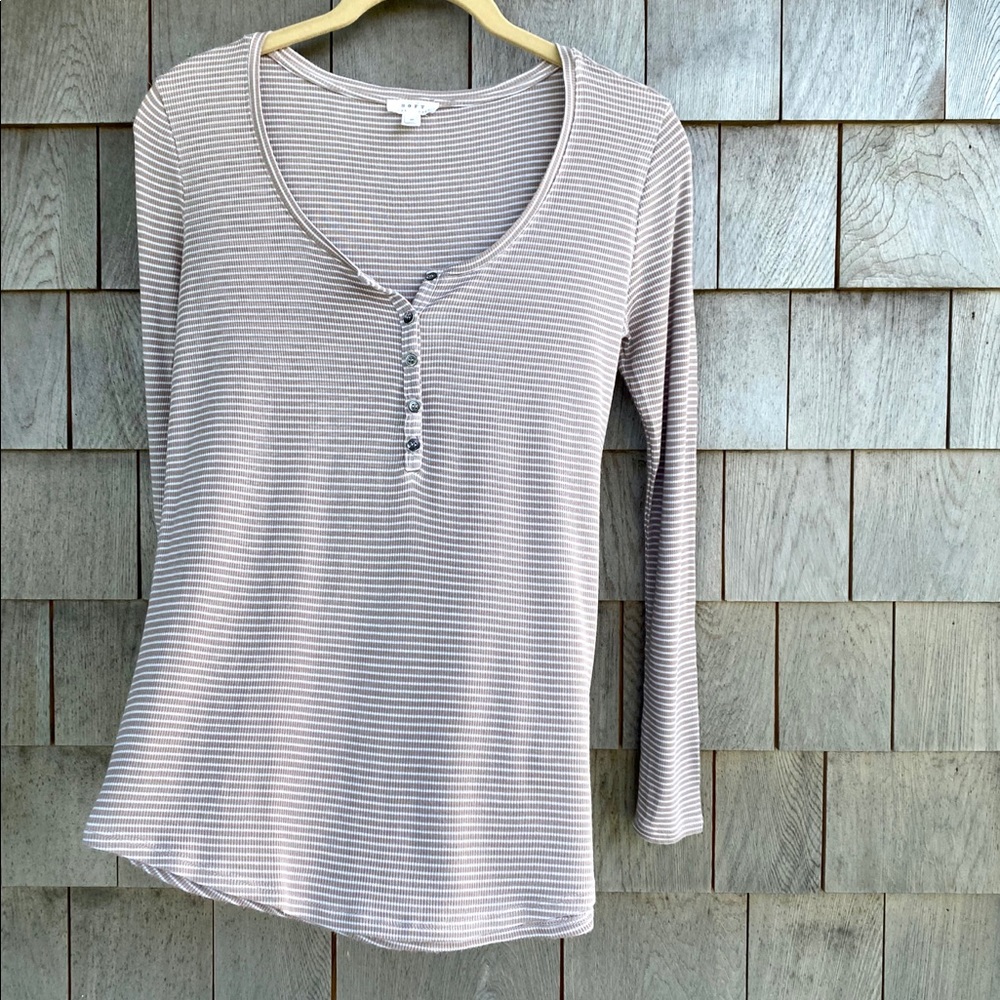 Soft Joie Striped Henley Shirt Size S